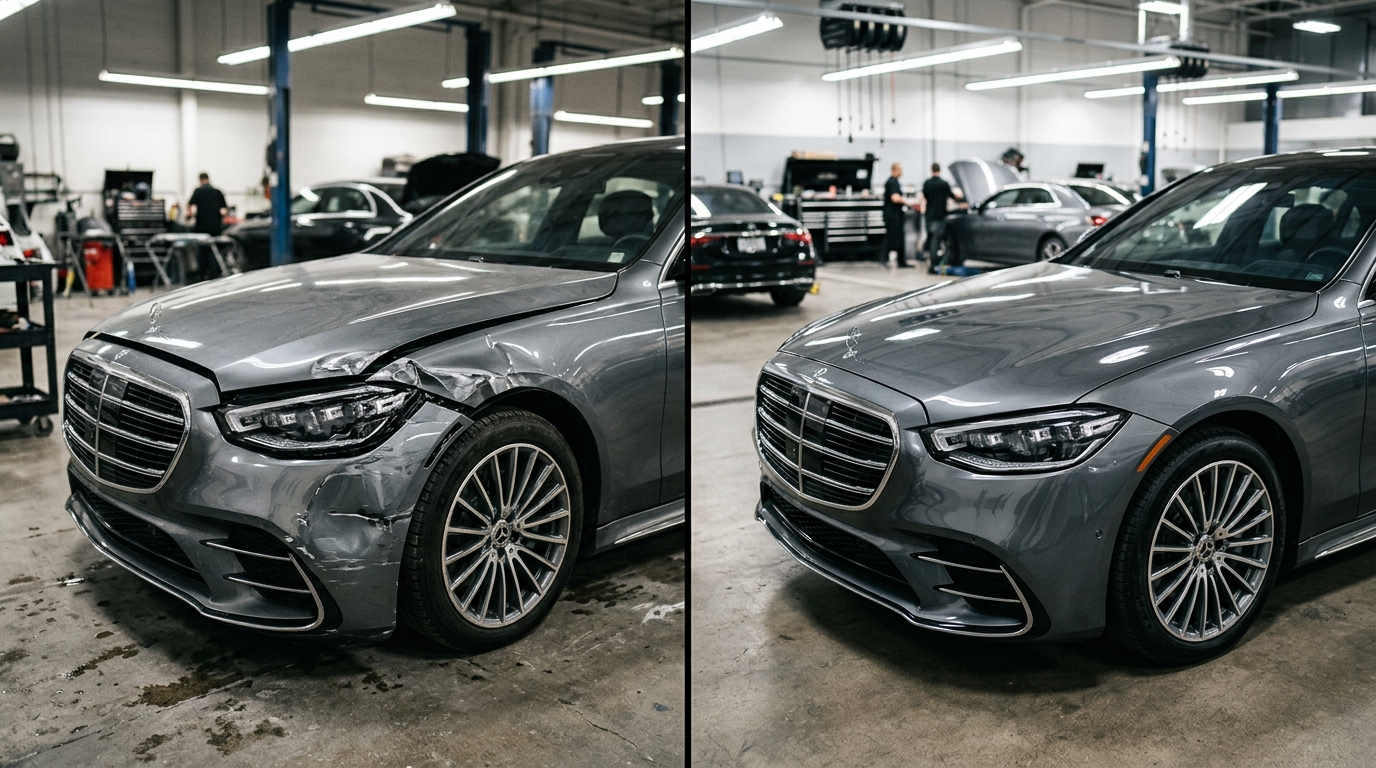 Mercedes S Class Collision Restoration Before and After